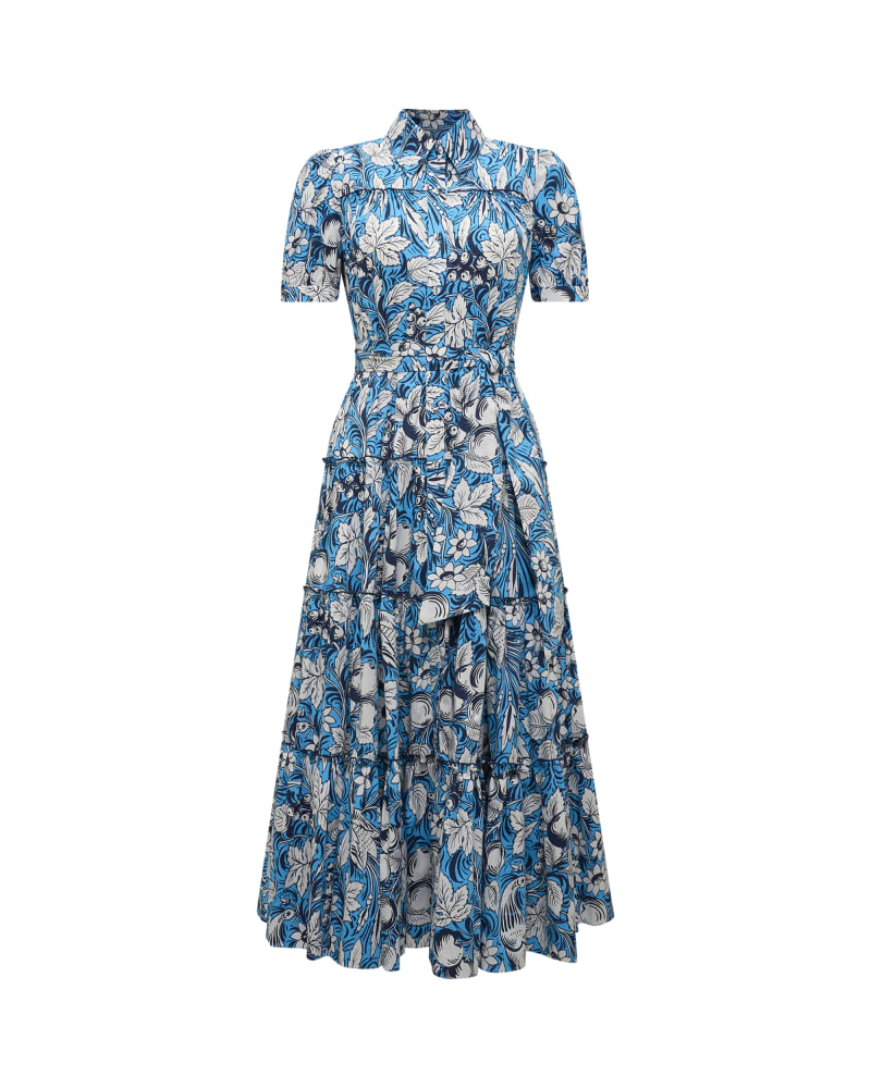 Front of a size XL DVF QUEENA DRESS in Blue by Diane von Furstenberg. | dia_product_style_image_id:331637